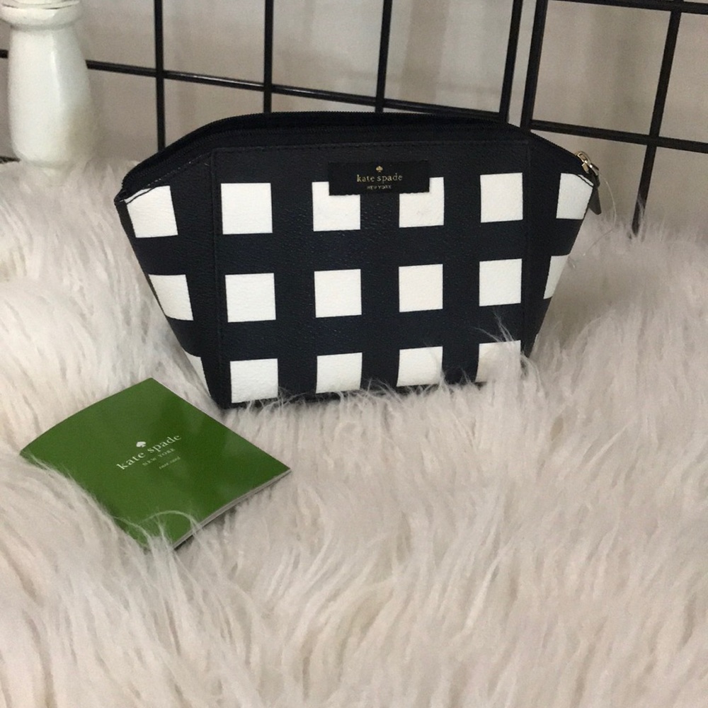 Kate Spade Black & White Check Cosmetic Pouch